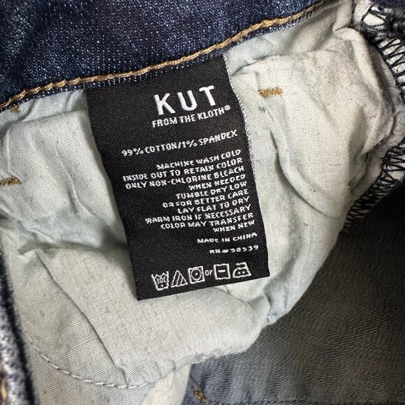 Kut From The Cloth Distressed Jeans Womens 12 Blue Medium Wash Raw Hem Mid Rise - Picture 5 of 11